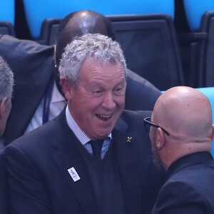 Guy Drut et Pascal Obispo lors du match de finale du mondial de handball, France - Norvège à l'AccorHotels Arena à Paris, France, le 29 janvier 2017. La France remporte le match 33-26. L'équipe de France décroche son 6ème titre mondial. © Cyril Moreau/Bestimage