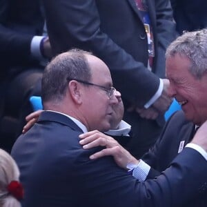 Le prince Albert II de Monaco et Guy Drut lors du match de finale du mondial de handball, France - Norvège à l'AccorHotels Arena à Paris, France, le 29 janvier 2017. La France remporte le match 33-26. L'équipe de France décroche son 6ème titre mondial. © Cyril Moreau/Bestimage