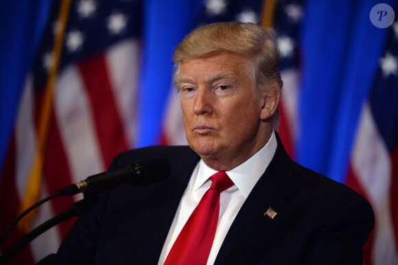 Première conférence de presse du nouveau président des Etats-Unis Donald Trump à New York. Le 11 janvier 2017