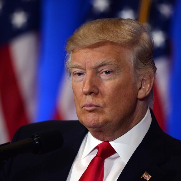 Première conférence de presse du nouveau président des Etats-Unis Donald Trump à New York. Le 11 janvier 2017