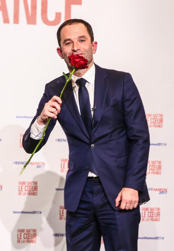Benoît Hamon, vainqueur du second tour de la primaire à gauche à la Maison de la Mutualité à Paris le 29 janvier 2017.