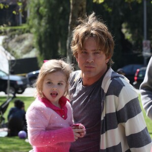 Proud papa Larry Birkhead takes his daughter Dannielynn to a local park for a day of fun. Dannielynn, who looks more like her mother Anna Nicole Smith every day, rode a scooter with her dad's help and the two took a walk together, stopping so she could admire a statue of a mountain lion. It was recently reported that Anna Nicole Smith's life is to be the subject of a grand opera produced by the Royal Opera to be performed at Covent Garden starting in 2012 in Beverly Hills, Los Angeles, CA, USA on March 13, 2010. Photo by GSI/ABACAPRESS.COM14/03/2010 - 