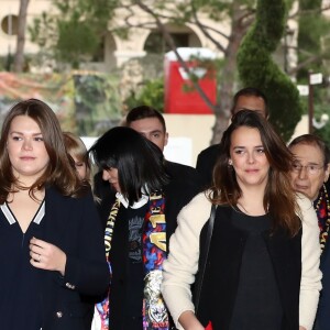 Pauline Ducruet, portant pour la première fois en public une de ses créations (son manteau), le 22 janvier 2017 lors d'une représentation du 41e Festival International du Cirque de Monte-Carlo. © Olivier Huitel/Pool Restreint Monaco/Bestimage