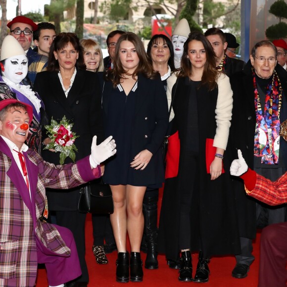 Pauline Ducruet, portant pour la première fois en public une de ses créations (son manteau), le 22 janvier 2017 lors d'une représentation du 41e Festival International du Cirque de Monte-Carlo. © Olivier Huitel/Pool Restreint Monaco/Bestimage