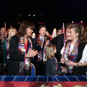 La princesse Stéphanie de Monaco et ses filles Pauline Ducruet et Camille Gottlieb - La famille princière de Monaco lors du 41ème Festival International du Cirque de Monte-Carlo, le 21 janvier 2017. © Pool/Frédéric Nebinger Monaco/Bestimage