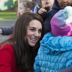 La duchesse Catherine de Cambridge et le prince William visitaient l'école primaire Mitchell Brook à Londres le 6 février 2017 pour le lancement de la Semaine de la santé mentale des enfants.