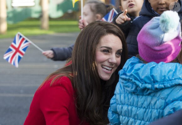 La duchesse Catherine de Cambridge et le prince William visitaient l'école primaire Mitchell Brook à Londres le 6 février 2017 pour le lancement de la Semaine de la santé mentale des enfants.