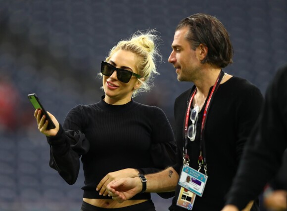 Lady Gaga et Christian Carino avant le show du Super Bowl LI à Houston, le 5 février 2017