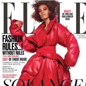 Solange Knowles en couverture du magazine Elle au mois de mars 2017