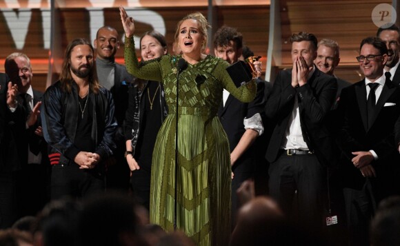 Adele à la 59ème soirée annuelle des Grammy Awards au Staples Center de Los Angeles, le 12 février 2017.