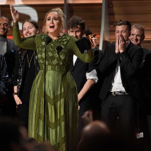 Adele à la 59ème soirée annuelle des Grammy Awards au Staples Center de Los Angeles, le 12 février 2017.