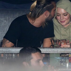 Exclusif - Lindsay Lohan fait la fête avec son petit ami Dennis Papageorgiou dans son club à Athènes en Grèce, le 28 janvier 2017.