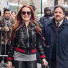 Lindsay Lohan habillée en Gucci de la tête aux pieds à la sortie de The View' à New York, le 13 février 2017