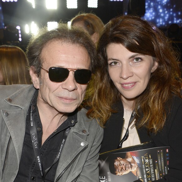 Philippe Manœuvre et sa femme Candice de la Richardière - People au championnat du monde de Boxe WBA Lourds-légers Yunier Dorticos / Youri Kalenga à Paris le 20 mai 2016.