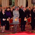 La princesse Margaretha de Luxembourg, la reine Mathilde et le roi Philippe de Belgique, la princesse Maria-Esméralda de Belgique et la princesse Léa de Belgique - La famille royale de Belgique lors de la cérémonie de l'Eucharistie en mémoire des membres défunts de la famille royale à Bruxelles. Le 17 février 2017