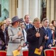 La reine Mathilde et le roi Philippe de Belgique - La famille royale de Belgique lors de la cérémonie de l'Eucharistie en mémoire des membres défunts de la famille royale à Bruxelles. Le 17 février 2017