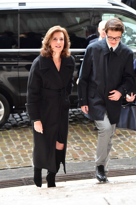 La princesse Maria-Esméralda de Belgique et son fils Leopoldo Moncada - Arrivées de la famille royale de Belgique lors de la cérémonie de l'Eucharistie en mémoire des membres défunts de la famille royale à Bruxelles. Le 17 février 2017