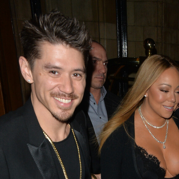 Mariah Carey arrive à son hôtel avec son danseur Bryan Tanaka après avoir participé à une réception de mariage à l'hôtel Landmark à Londres le 15 janvier 2017 © CPA / Bestimage 15/01/2017 - Londres