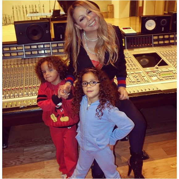 Mariah Carey en studio avec ses jumeaux - Photo publiée sur Instagram le 18 février 2017