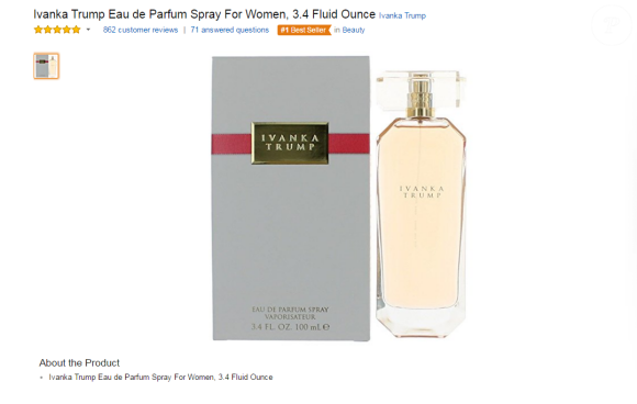 "Ivanka Trump Eau de Parfum Spray For Women", le parfum d'Ivanka Trump en tête des ventes sur Amazon.