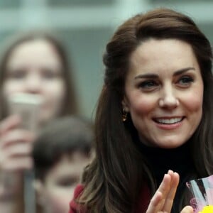 Kate Middleton, duchesse de Cambridge, en visite au Pays de Galles le 22 février 2017 pour son premier engagement en tant que marraine de l'association Action for Children, rôle qu'elle a hérité en décembre 2016 de la reine Elizabeth II.