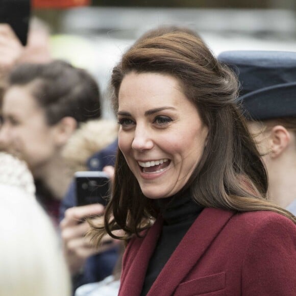 Kate Middleton, duchesse de Cambridge, en visite au Pays de Galles le 22 février 2017 pour son premier engagement en tant que marraine de l'association Action for Children, rôle qu'elle a hérité en décembre 2016 de la reine Elizabeth II.