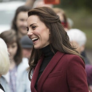 Kate Middleton, duchesse de Cambridge, en visite au Pays de Galles le 22 février 2017 pour son premier engagement en tant que marraine de l'association Action for Children, rôle qu'elle a hérité en décembre 2016 de la reine Elizabeth II.