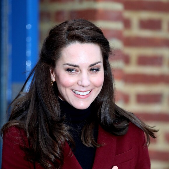 Kate Middleton, duchesse de Cambridge, en visite au Pays de Galles le 22 février 2017 pour son premier engagement en tant que marraine de l'association Action for Children, rôle qu'elle a hérité en décembre 2016 de la reine Elizabeth II.
