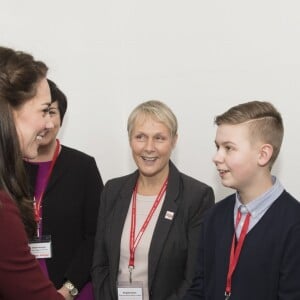 Kate Middleton, duchesse de Cambridge, en visite au Pays de Galles le 22 février 2017 pour son premier engagement en tant que marraine de l'association Action for Children, rôle qu'elle a hérité en décembre 2016 de la reine Elizabeth II.