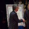 Le président argentin Mauricio Macri et Mariano Rajoy lors de la cérémonie "New Economy Forum Award" à Madrid. Le 24 février 2017