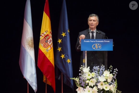 Le président argentin Mauricio Macri lors de la cérémonie "New Economy Forum Award" à Madrid. Le 24 février 2017