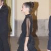 L'actrice Martina Stoessel (Violetta) était l'une des invitées de marque du dîner officiel offert par le président argentin Mauricio Macri et sa femme Juliana Awada au palais du Pardo à Madrid le 23 février 2017 au lendemain de celui organisé par Felipe VI et Letizia d'Espagne.
