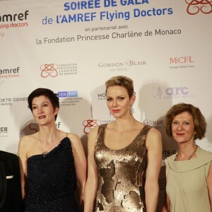 Riccardo Arvati, Agnès Falco, la Princesse Charlene de Monaco et Mireille Faugère - Photocall de la soirée de gala de L'AMREF Flying Doctors à Monaco le 24 février 2017.