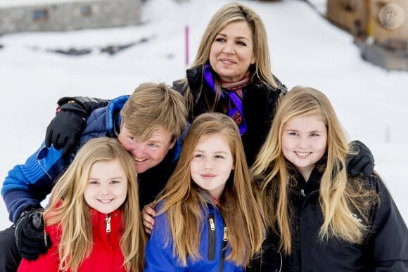 Le roi Willem-Alexander, la reine Maxima, la princesse Ariane, la princesse Alexia, la princesse Catharina-Amalia - Rendez-vous avec la famille royale des Pays-Bas à Lech. le 27 février 2017