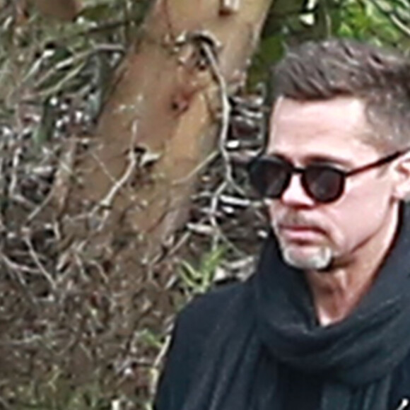 Brad Pitt très amaigri et en pleine conversation téléphonique dans les rues de Santa Monica. Le 25 janvier 2017