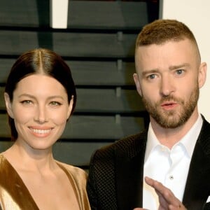 Jessica Biel et son mari Justin Timberlake à la soirée Vanity Fair en marge de la cérémonie des Oscar 2017 à Los Angeles le 26 février 2017.