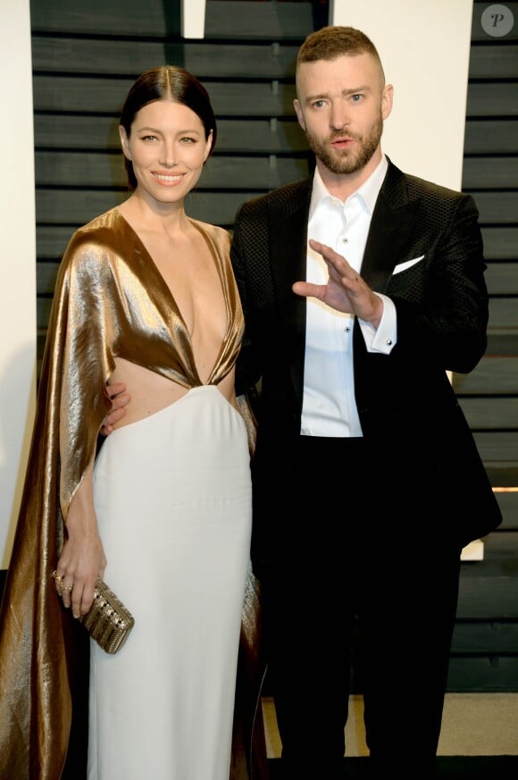 Jessica Biel et son mari Justin Timberlake à la soirée Vanity Fair en marge de la cérémonie des Oscar 2017 à Los Angeles le 26 février 2017.