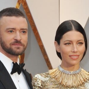 Justin Timberlake et sa femme Jessica Biel à la 89ème cérémonie des Oscars au Hollywood & Highland Center à Hollywood, Los Angeles, Califonie, Etats-Unis, le 26 février 2017.