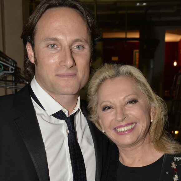 Semi Exclusif - Véronique Sanson (l'imprimé de son tee-shirt représente le logo du groupe "Crosby, Stills & Nash" de son ex-mari Stephen Stills avec qui elle a eu son fils Christopher) et son fils Christopher Stills à la Cérémonie de remise des Grands Prix Sacem 2015 aux Folies Bergères à Paris le 30 novembre 2015. © Veeren / Bestimage