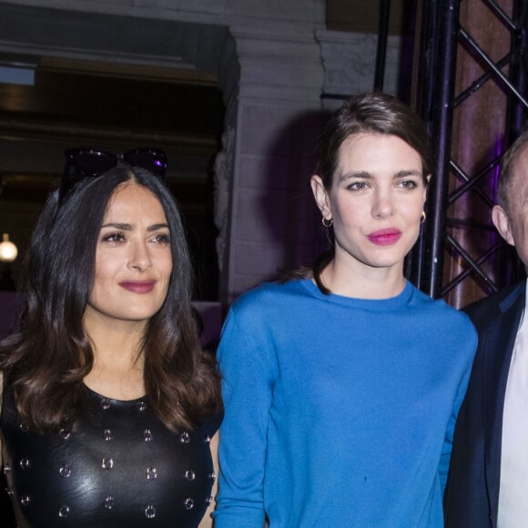 Pamela Anderson, Salma Hayek, Charlotte Casiraghi et François-Henri Pinault au défilé de mode prêt-à-porter automne-hiver 2017/2018 "Stella McCartney" au Palais Garnier à Paris. Le 6 mars 2017. © Olivier Borde / Bestimage