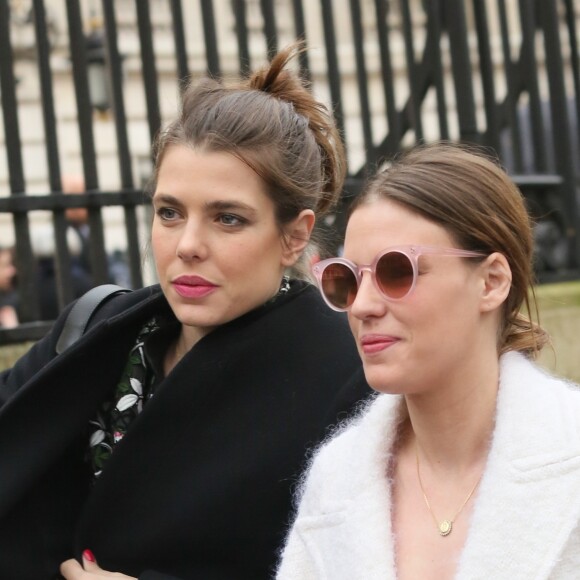 Charlotte Casiraghi et Juliette Dol à l'issue du défilé de mode prêt-à-porter automne-hiver 2017/2018 "Giambattsita Valli" à Paris. Le 6 mars 2017.