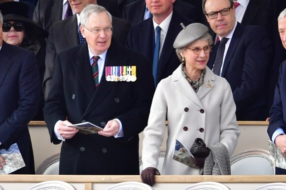 Le prince Richard de Gloucester et sa femme Brigitte lors de l'inauguration le 9 mars 2017 à Londres d'un mémorial rendant hommage aux services rendus au péril de leur vie par les personnels de l'armée britannique et les civils de la Défense lors de la Guerre du Golfe et des conflits armés en Irak et en Afghanistan.
