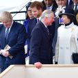 Boris Johnson, le prince Harry, le prince Charles, prince de Galles et la princesse Anne lors de l'inauguration le 9 mars 2017 à Londres d'un mémorial rendant hommage aux services rendus au péril de leur vie par les personnels de l'armée britannique et les civils de la Défense lors de la Guerre du Golfe et des conflits armés en Irak et en Afghanistan.