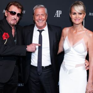 Exclusif - Johnny Hallyday et sa femme Laeticia Hallyday, Hoda Roche et son compagnon Jean-Claude Darmon - La maison Audemars Piguet a célébré le lancement de la nouvelle Millenary Femme au Carreau du Temple à Paris le 6 juillet 2015 .