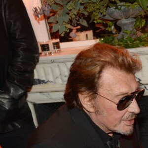 Exclusif - Johnny Hallyday, Jean-Claude Darmon - Inauguration du Show Room Parisien De Grisogono et lancement de la montre "Crazy Skull" à Paris le 23 octobre 2014.