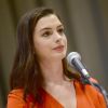 Anne Hathaway prononce un discours lors de la Journée internationale de la femme au siège des Nations Unies à New York le 8 mars 2017.