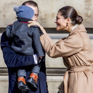 Céremonie en l'honneur de la princesse Victoria de Suède le jour de la Sainte Victoria au palais Royal en présence de son mari le prince Daniel de Suède et leurs enfants le prince Oscar et la princesse Estelle à Stockholm le 12 mars 2017 12/03/2017 - Stockholm