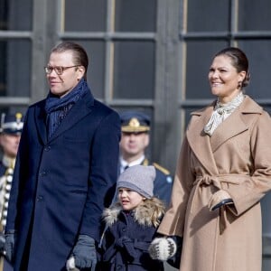 Céremonie en l'honneur de la princesse Victoria de Suède le jour de la Sainte Victoria au palais Royal en présence de son mari le prince Daniel de Suède et de la princesse Estelle à Stockholm le 12 mars 201712/03/2017 - Stockholm