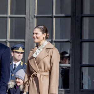 Céremonie en l'honneur de la princesse Victoria de Suède le jour de la Sainte Victoria au palais Royal en présence de son mari le prince Daniel de Suède et de la princesse Estelle à Stockholm le 12 mars 2017