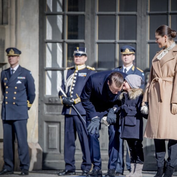 Céremonie en l'honneur de la princesse Victoria de Suède le jour de la Sainte Victoria au palais Royal en présence de son mari le prince Daniel de Suède et de la princesse Estelle à Stockholm le 12 mars 201712/03/2017 - Stockholm